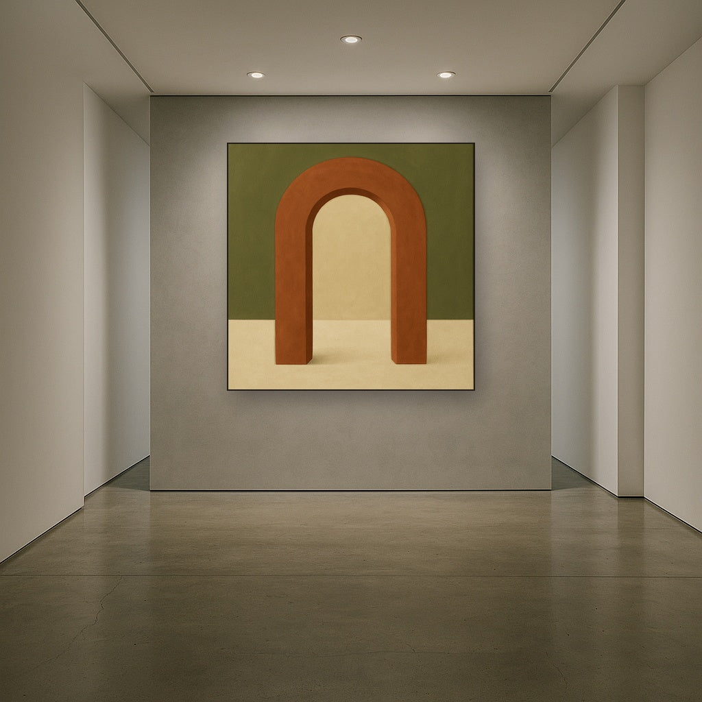 Terracotta Clay & Cream Arch No. 4 - Modern Fine Art Oil Painting - View 5