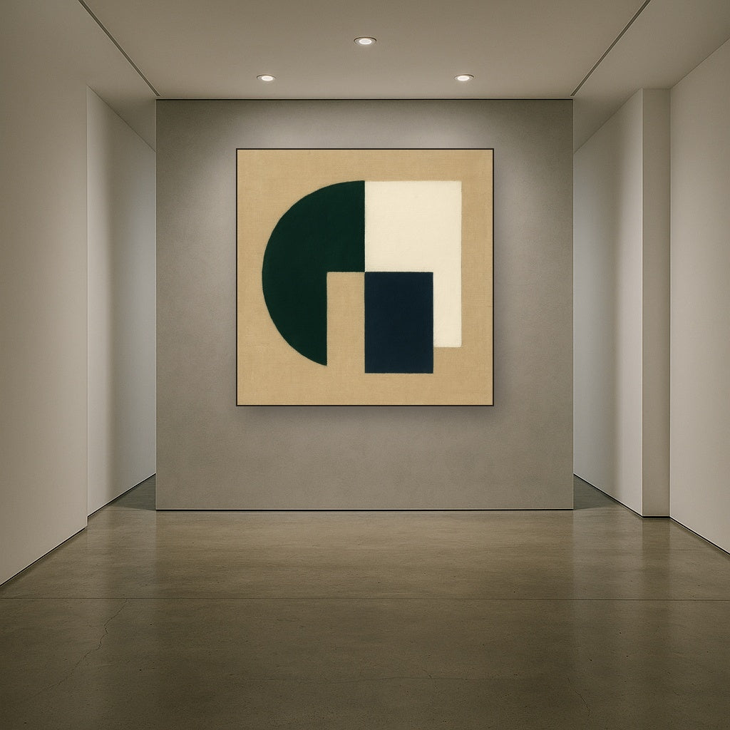 Forest Emerald & Chalk Interlock No. 6 - Modern Fine Art Oil Painting - View 5