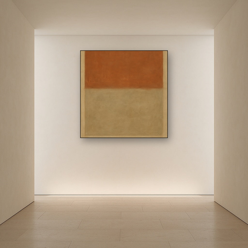 Terracotta & Greige Earth Bands No. 6 - Modern Fine Art Oil Painting - View 5