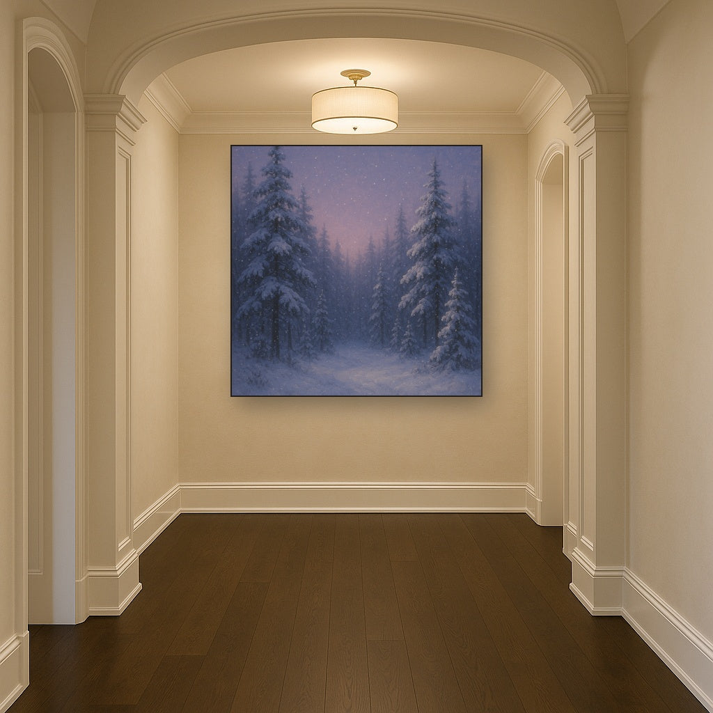Quiet Pine Forest in Gentle Twilight Snow No. 8 Oil Painting - View 5