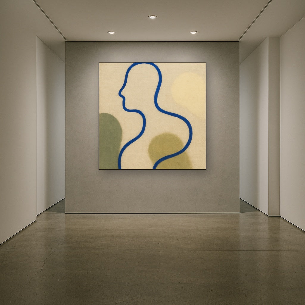 Cobalt Blue & Pale Oat Contour No. 8 - Modern Fine Art Oil Painting - View 5