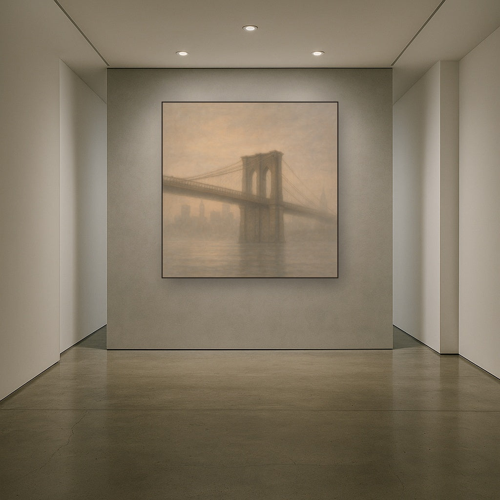 Brooklyn Bridge in Morning River Mist No. 20 Oil Painting - View 5