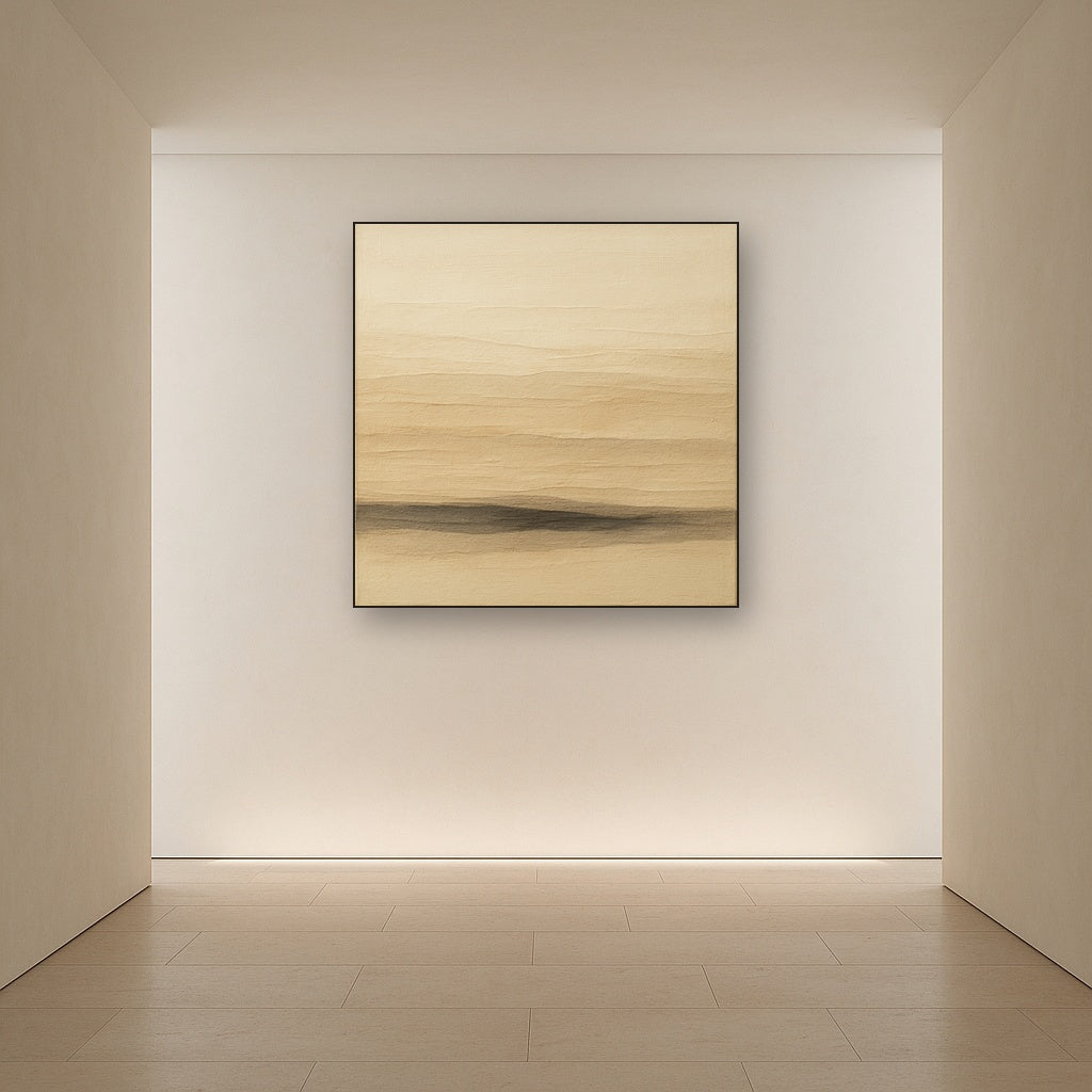 Raw Limestone Horizon & Washed Linen No. 12 Oil Painting - View 5