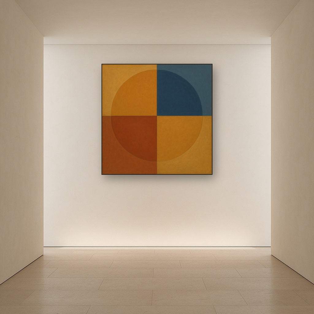 Bauhaus Quadrant Harmony in Primary Earth Tones No. 18 Oil Painting - View 5
