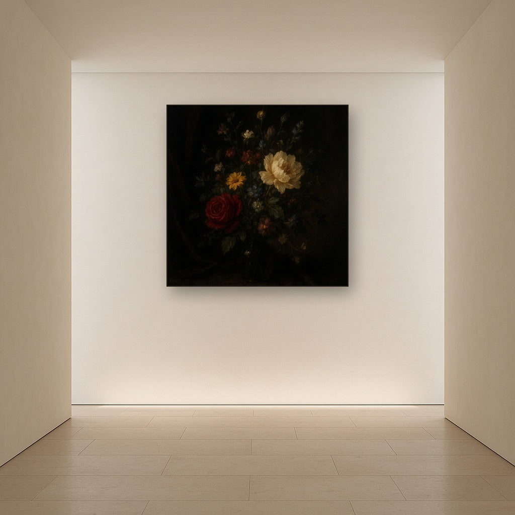 Moody Dutch Master Dark Floral Still Life No. 13 Fine Art Oil Painting - View 5
