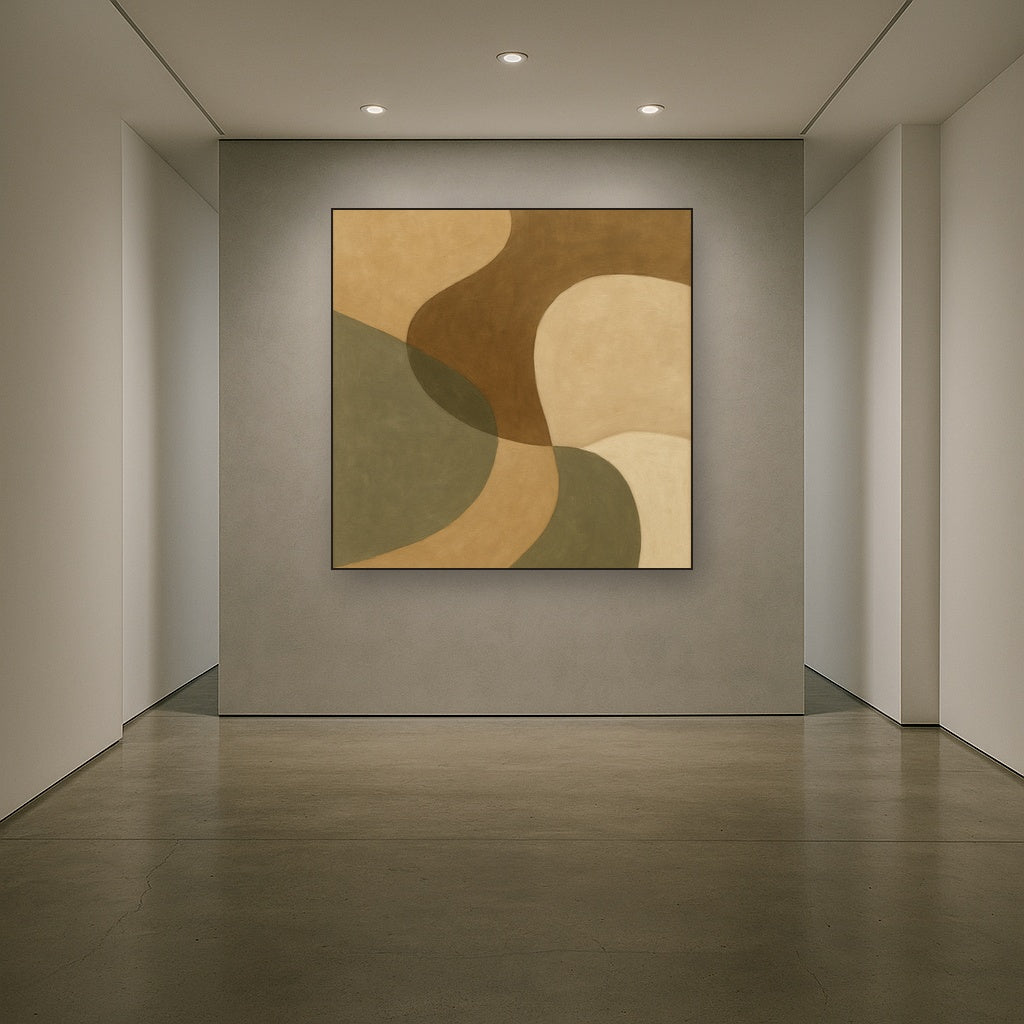 Organic Curved Shapes in Neutral Earth Pigments No. 11 Fine Art Oil Painting - View 5