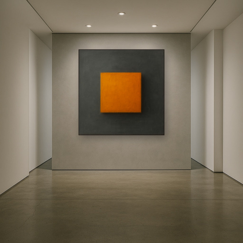 Cadmium Amber & Slate Grey Block No. 10 - Modern Fine Art Oil Painting - View 5