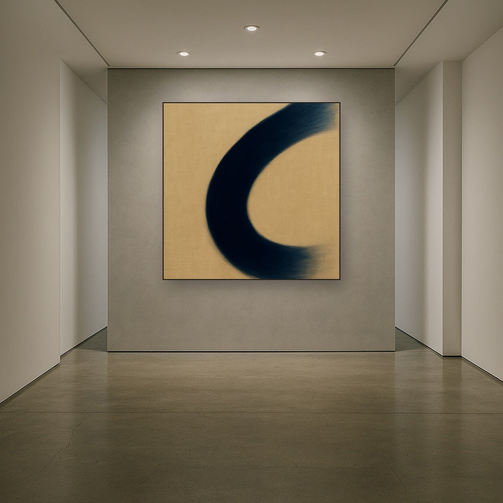 Navy Indigo & Warm Sand Sweep No. 2 - Modern Fine Art Oil Painting - View 5