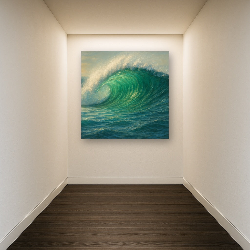Emerald Breaker Wave in Crystalline Light No. 7 Fine Art Oil Painting - View 5
