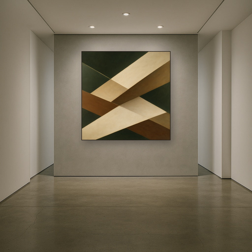 Kinetic Diagonal Planes in Forest & Alabaster No. 12 Fine Art Oil Painting - View 5