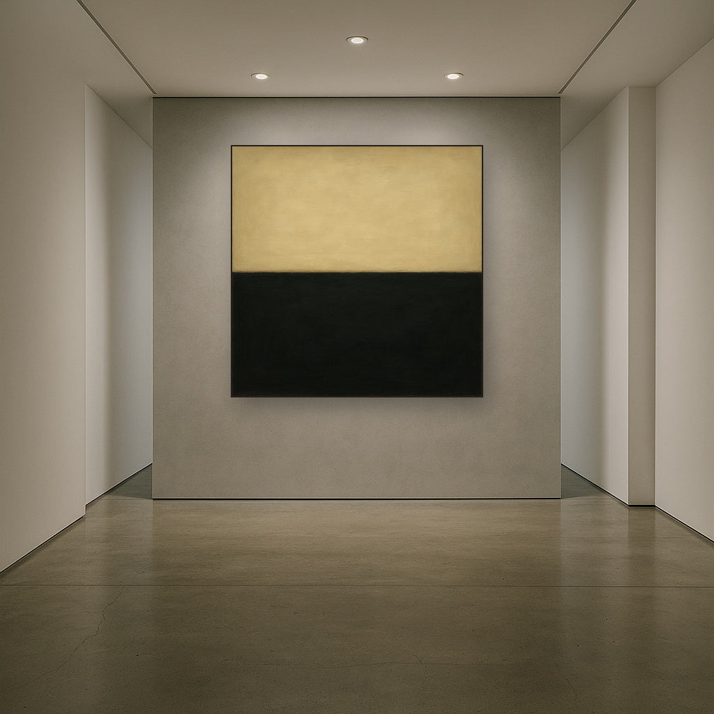 Onyx & Warm Biscuit Horizon No. 9 - Modern Fine Art Oil Painting - View 5