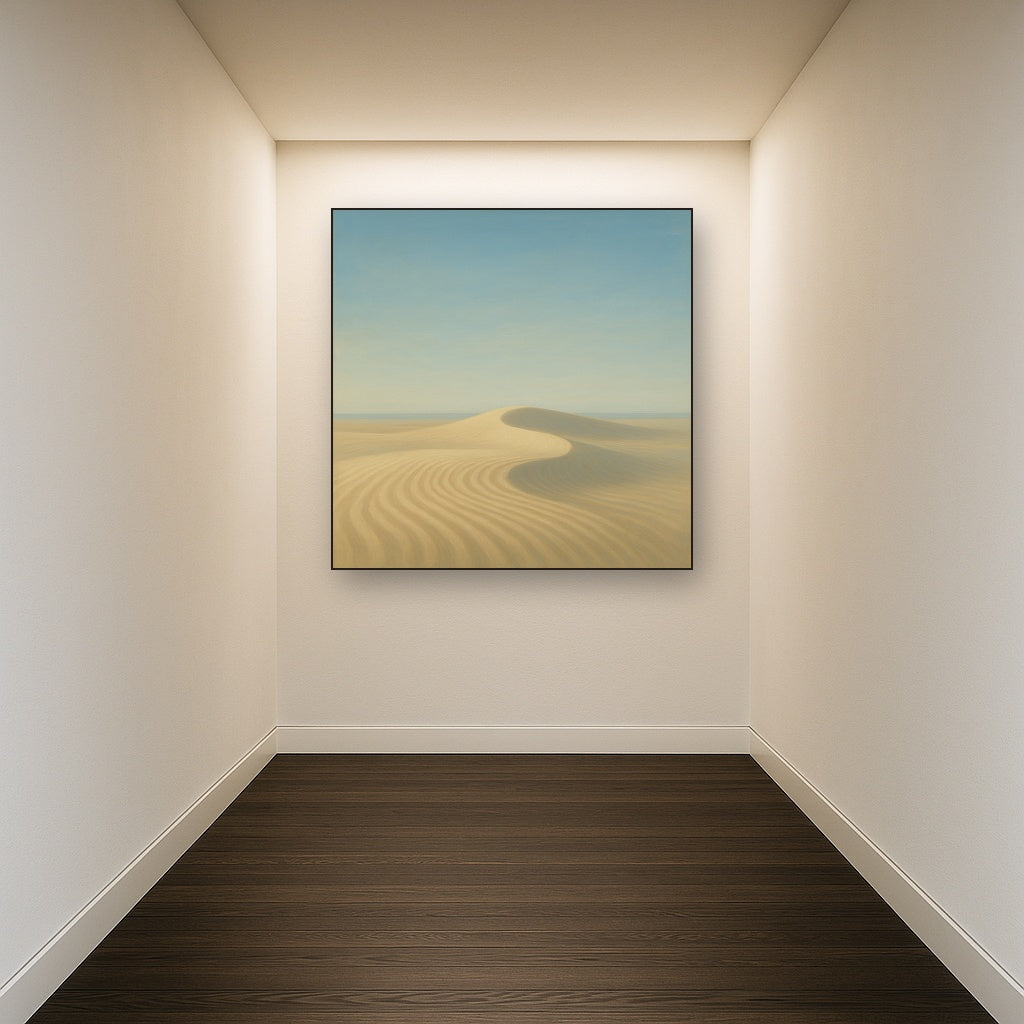 Minimalist Sand Dunes under Expansive Sky Fine Art Oil Painting - View 5