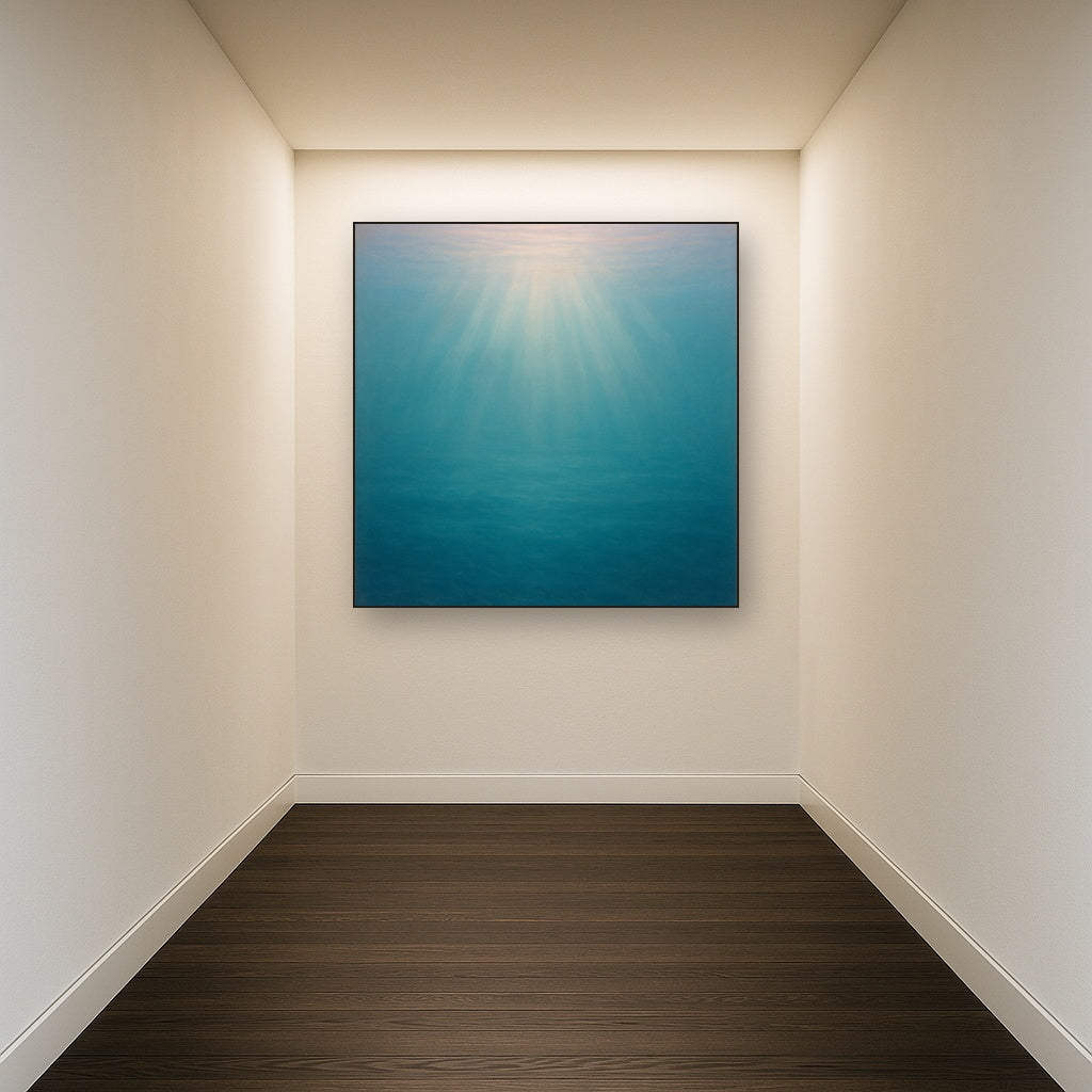 Minimalist Aquamarine Reef Void No. 10 - Modern Fine Art Oil Painting - View 5