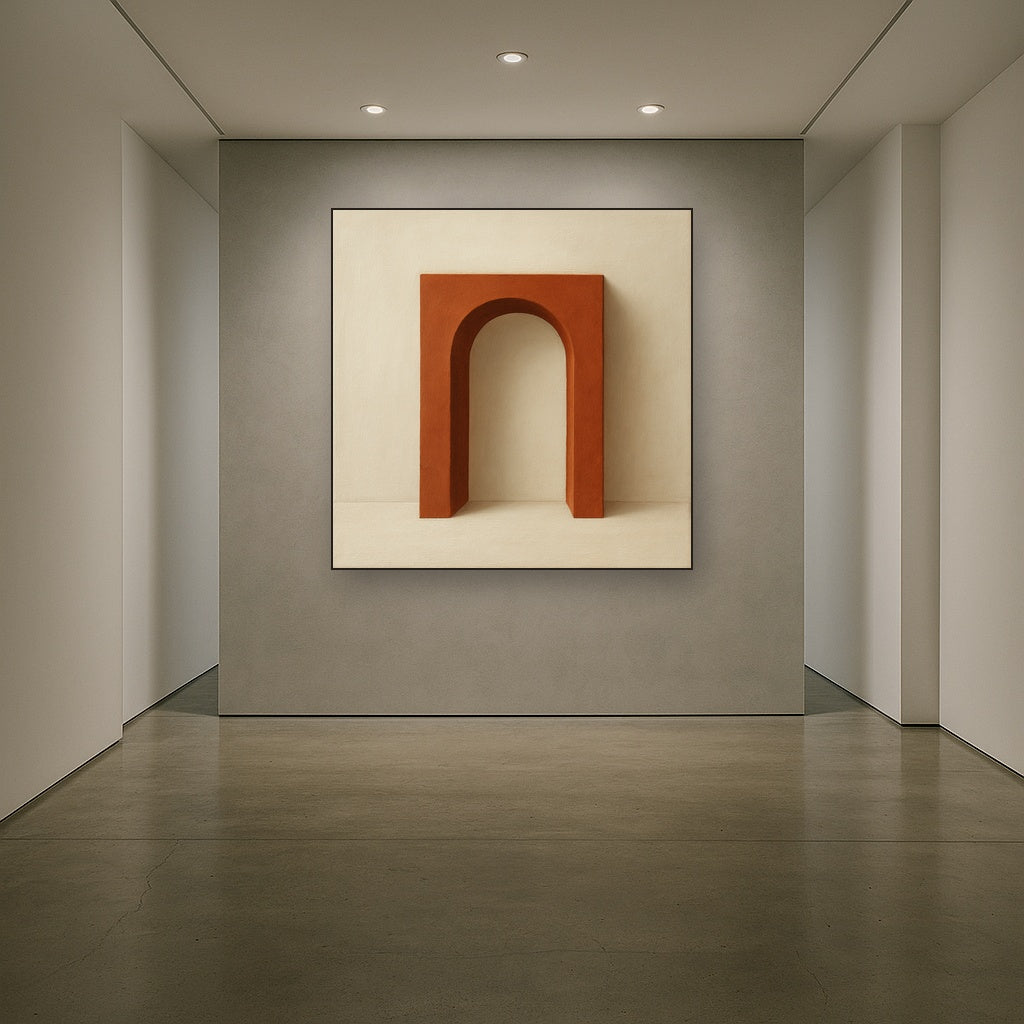 Terracotta Clay & Cream Arch No. 4 - Modern Fine Art Oil Painting - View 5