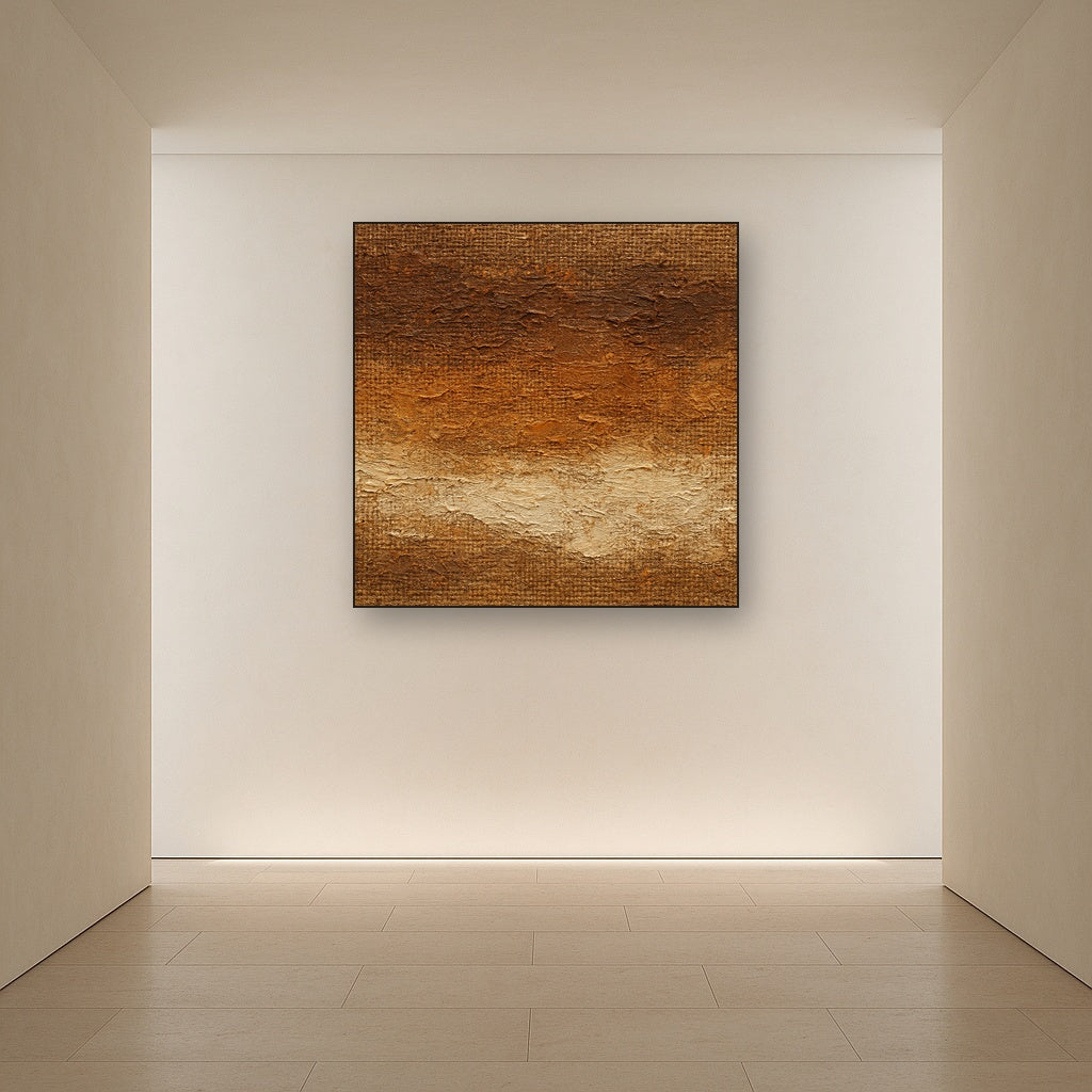 Aged Burlap & Umber Textures Oil Painting - View 5