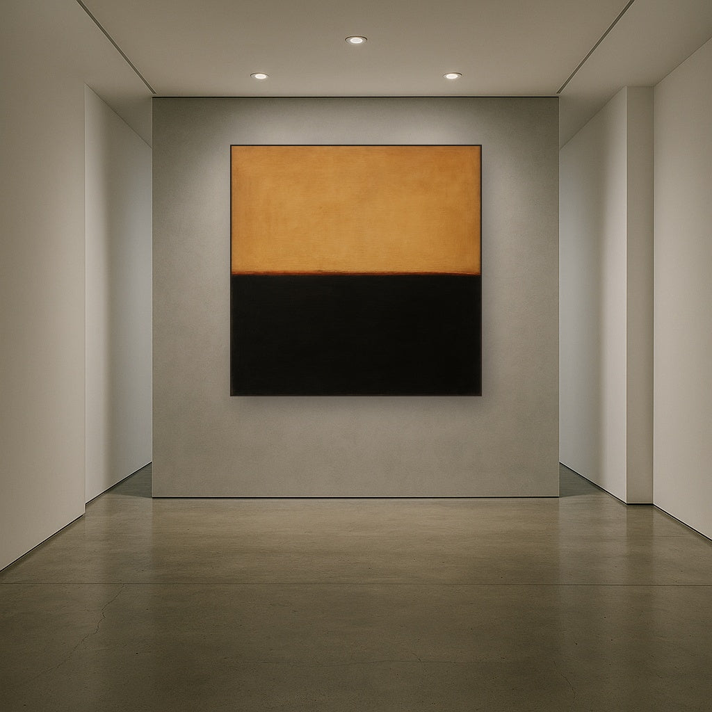 Onyx & Warm Biscuit Horizon No. 9 - Modern Fine Art Oil Painting - View 5