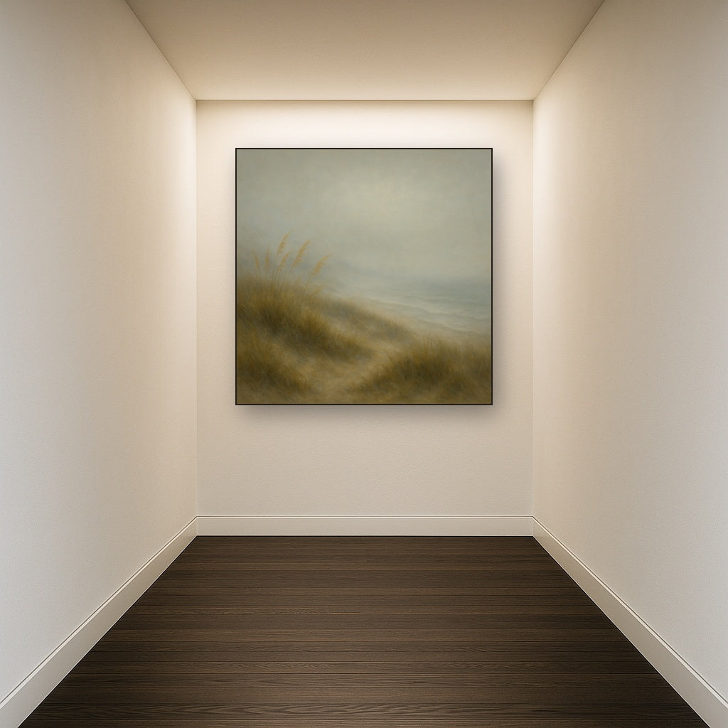 Ethereal Coastal Sea Fog over Silent Dunes Fine Art Oil Painting - View 5