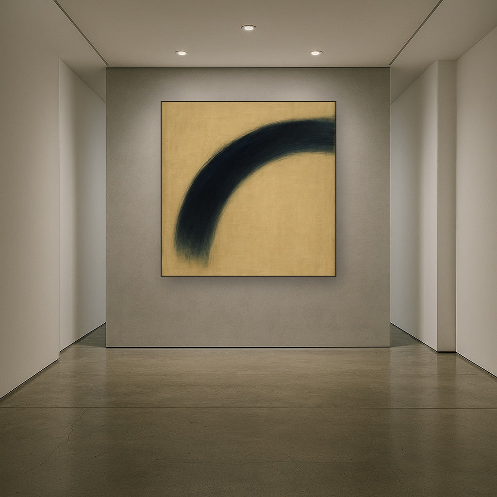 Navy Indigo & Warm Sand Sweep No. 2 - Modern Fine Art Oil Painting - View 5