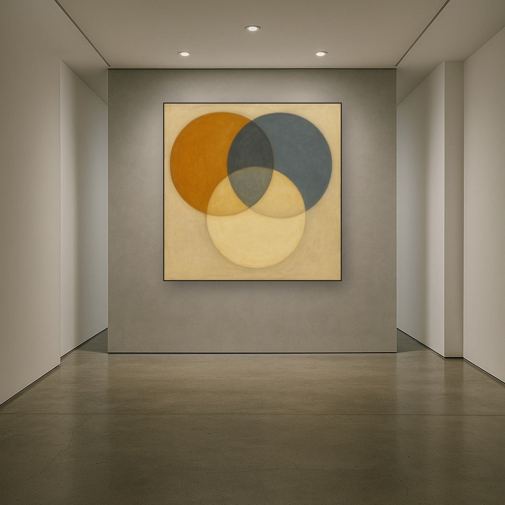 Intersecting Discs in Burnished Ochre & Slate No. 6 Fine Art Oil Painting - View 5