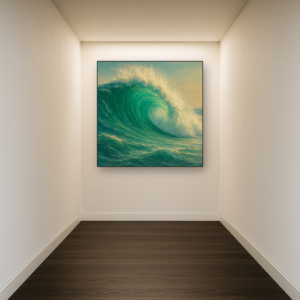 Emerald Breaker Wave in Crystalline Light No. 5 Fine Art Oil Painting - View 5