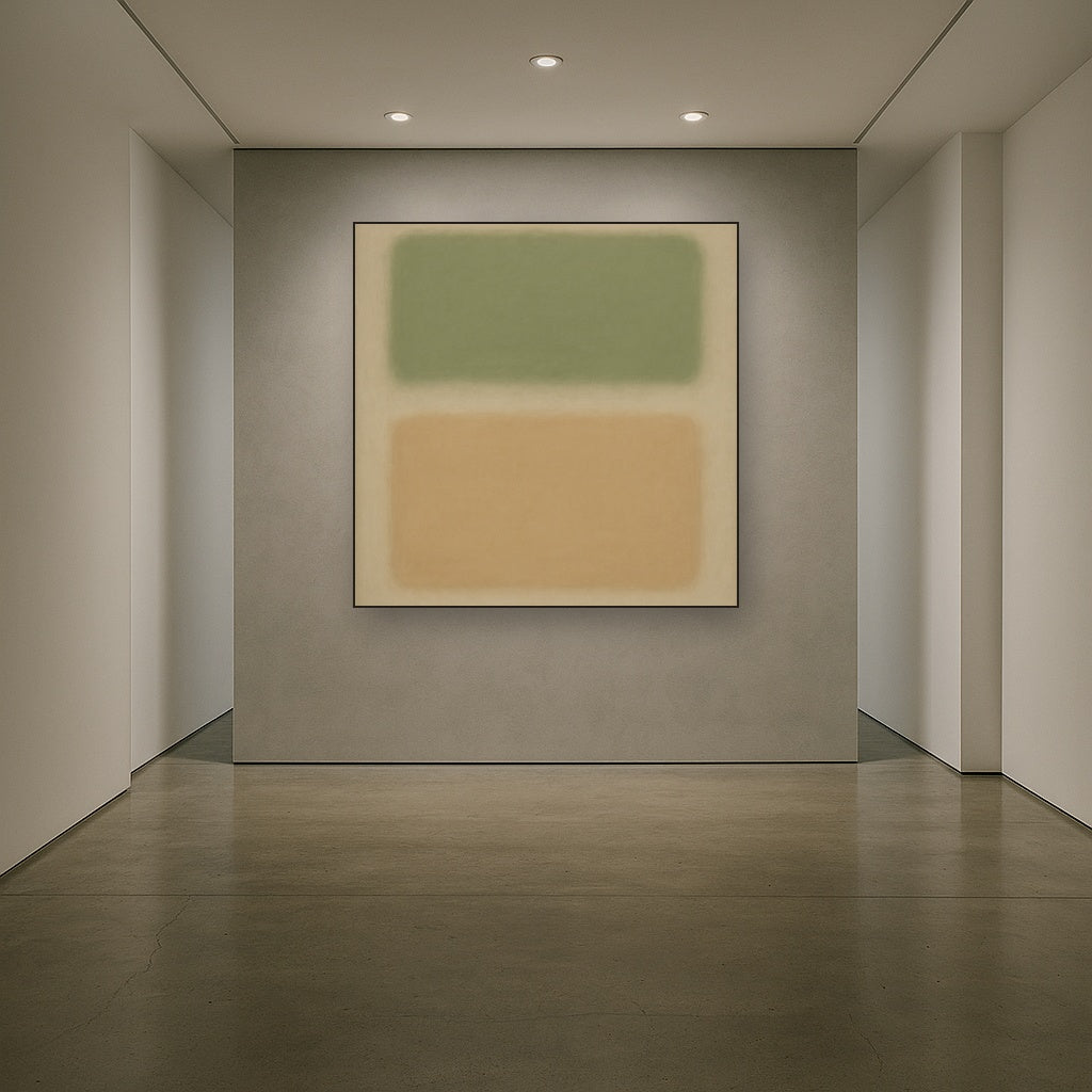 Sage Olive & Pale Sandstone Minimalist Harmony No. 6 Oil Painting - View 5