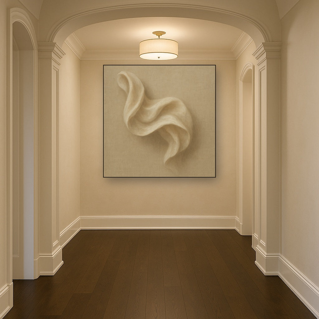 Alabaster Linen Texture Fold No. 4 - Modern Fine Art Oil Painting - View 5