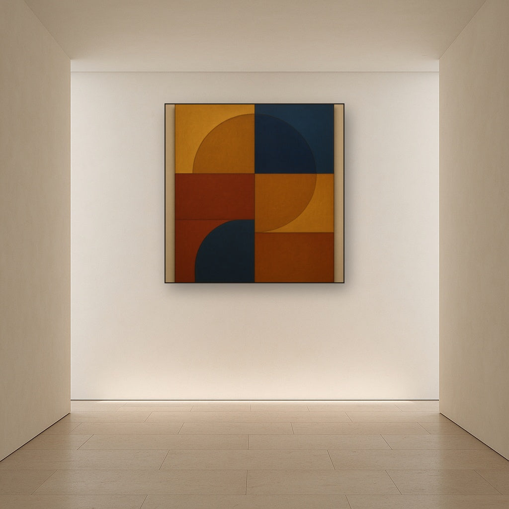 Bauhaus Quadrant Harmony in Primary Earth Tones No. 6 Oil Painting - View 5