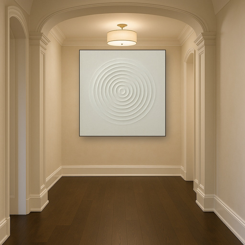 Concentric Zen Circles in Ivory No. 8 - Modern Fine Art Oil Painting - View 5