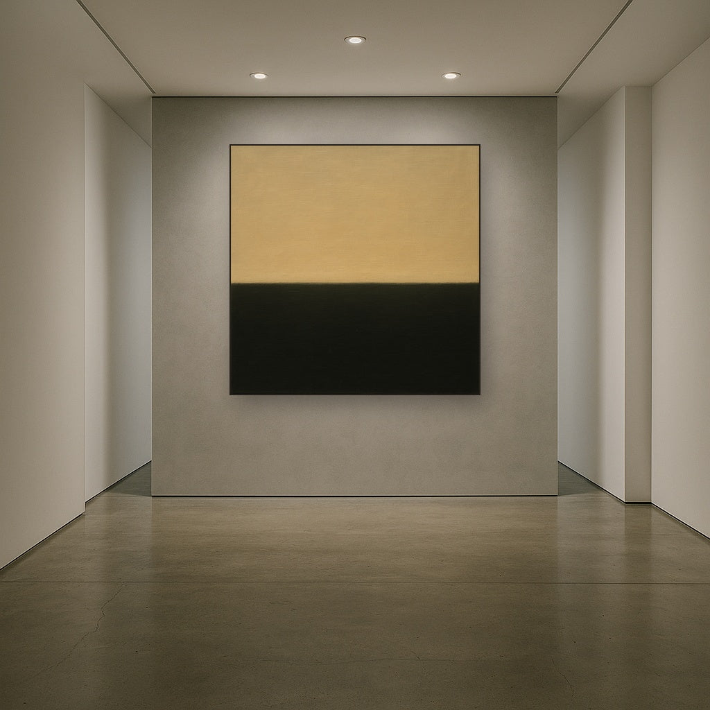 Onyx & Warm Biscuit Horizon No. 9 - Modern Fine Art Oil Painting - View 5