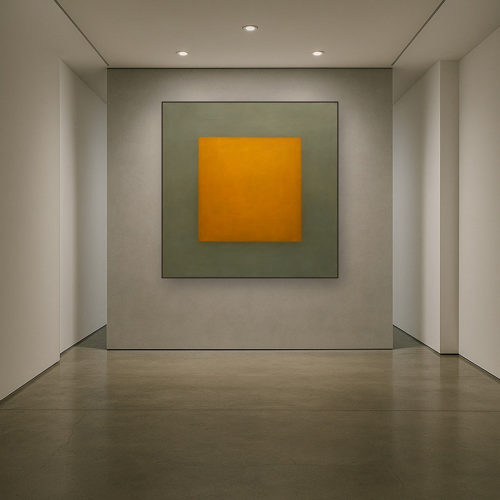 Cadmium Amber & Slate Grey Block No. 10 - Modern Fine Art Oil Painting - View 5