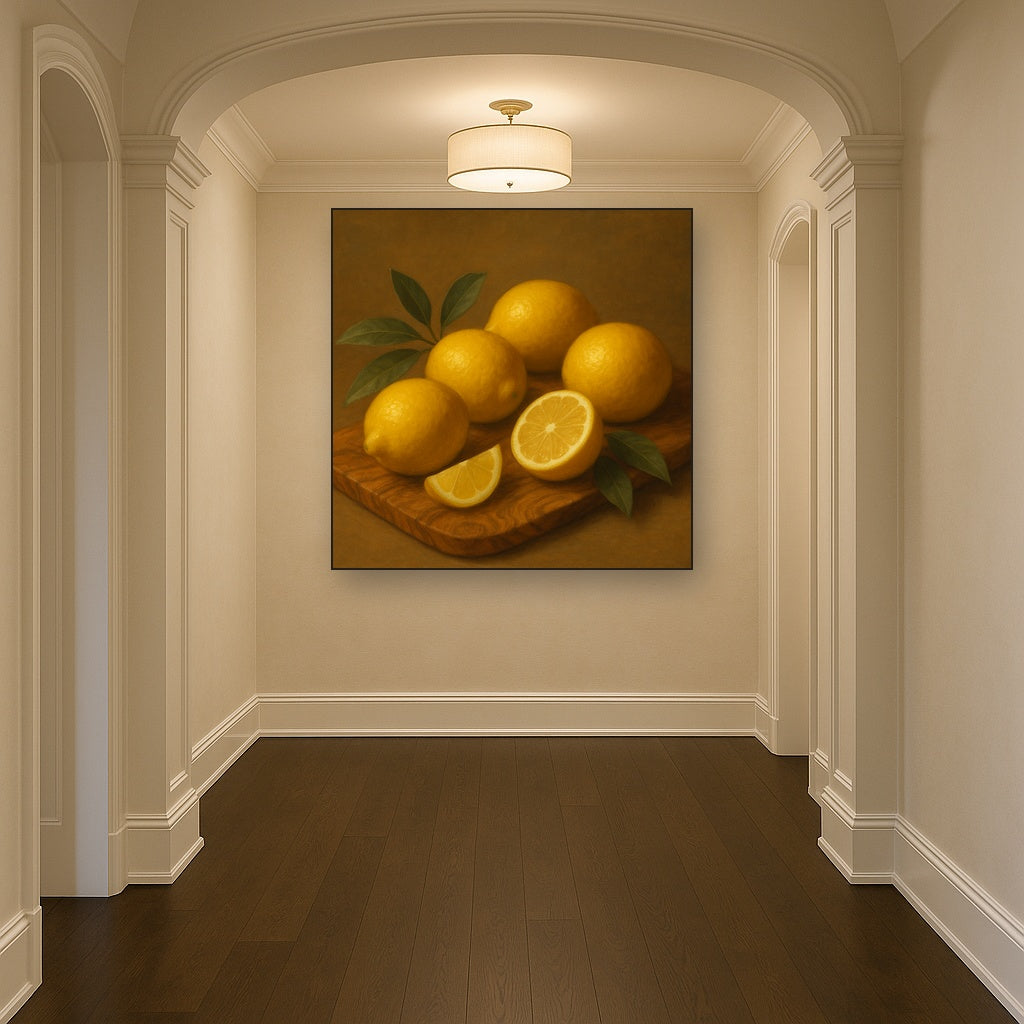 Meyer Lemons on Olive Wood Board No. 6 Oil Painting - View 5