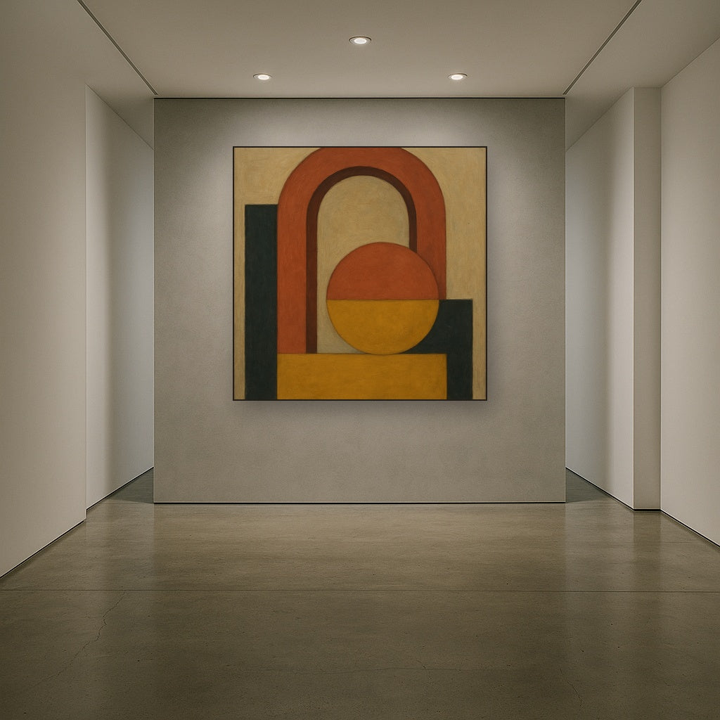 Bauhaus Archway & Terracotta Semicircle Suite No. 11 Fine Art Oil Painting - View 5