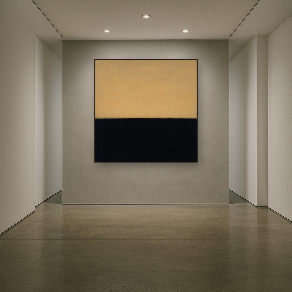 Onyx & Warm Biscuit Horizon No. 9 - Modern Fine Art Oil Painting - View 5