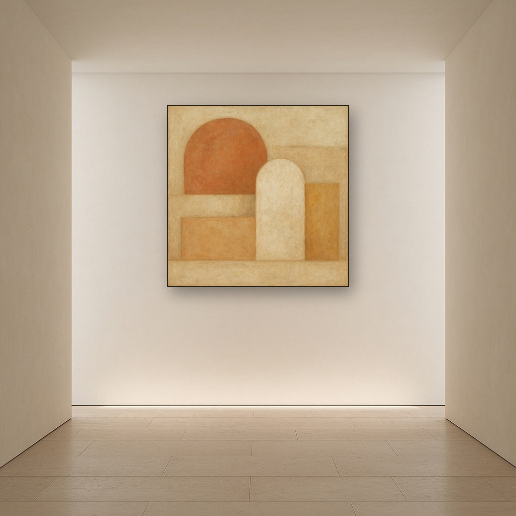 Earthy Terracotta & Weathered Plaster Wash No. 12 Oil Painting - View 5