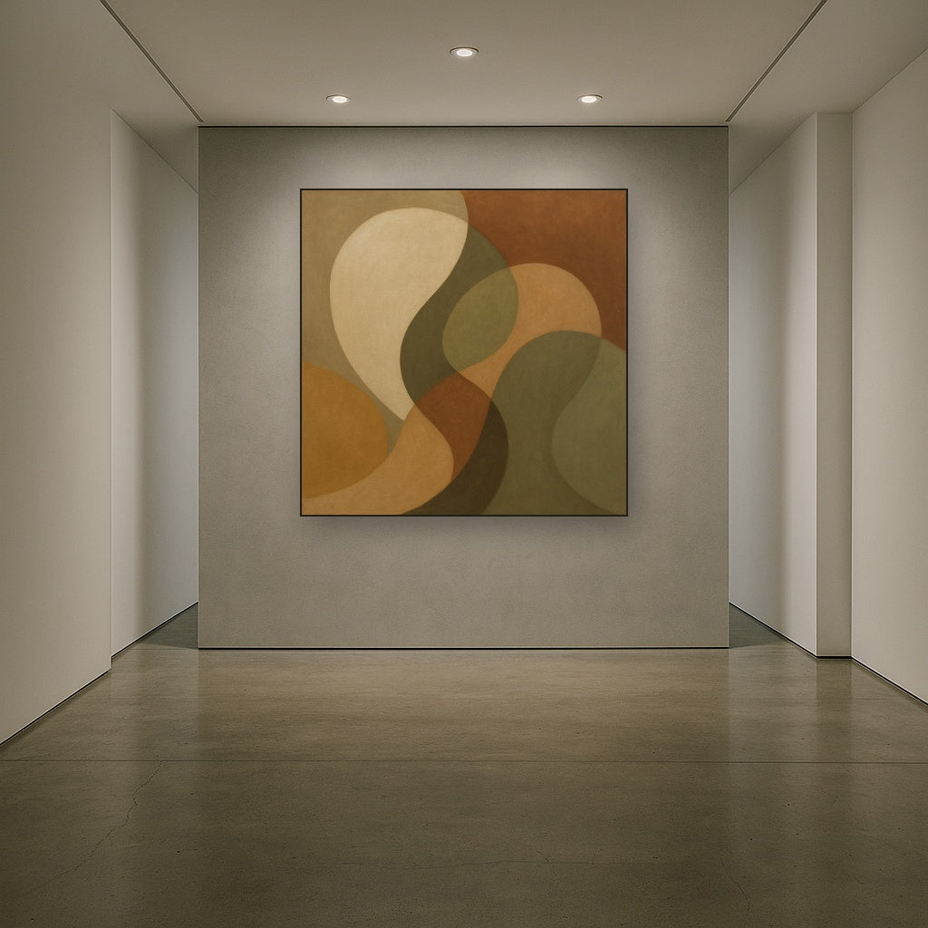Organic Curved Shapes in Neutral Earth Pigments No. 7 Fine Art Oil Painting - View 5