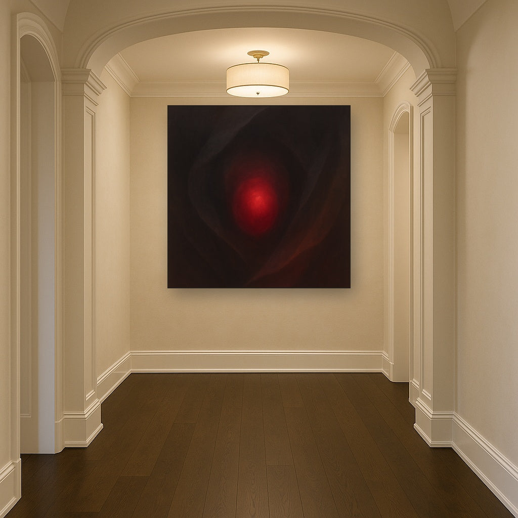 Smoky Ruby & Warm Obsidian Veils No. 7 Oil Painting - View 5