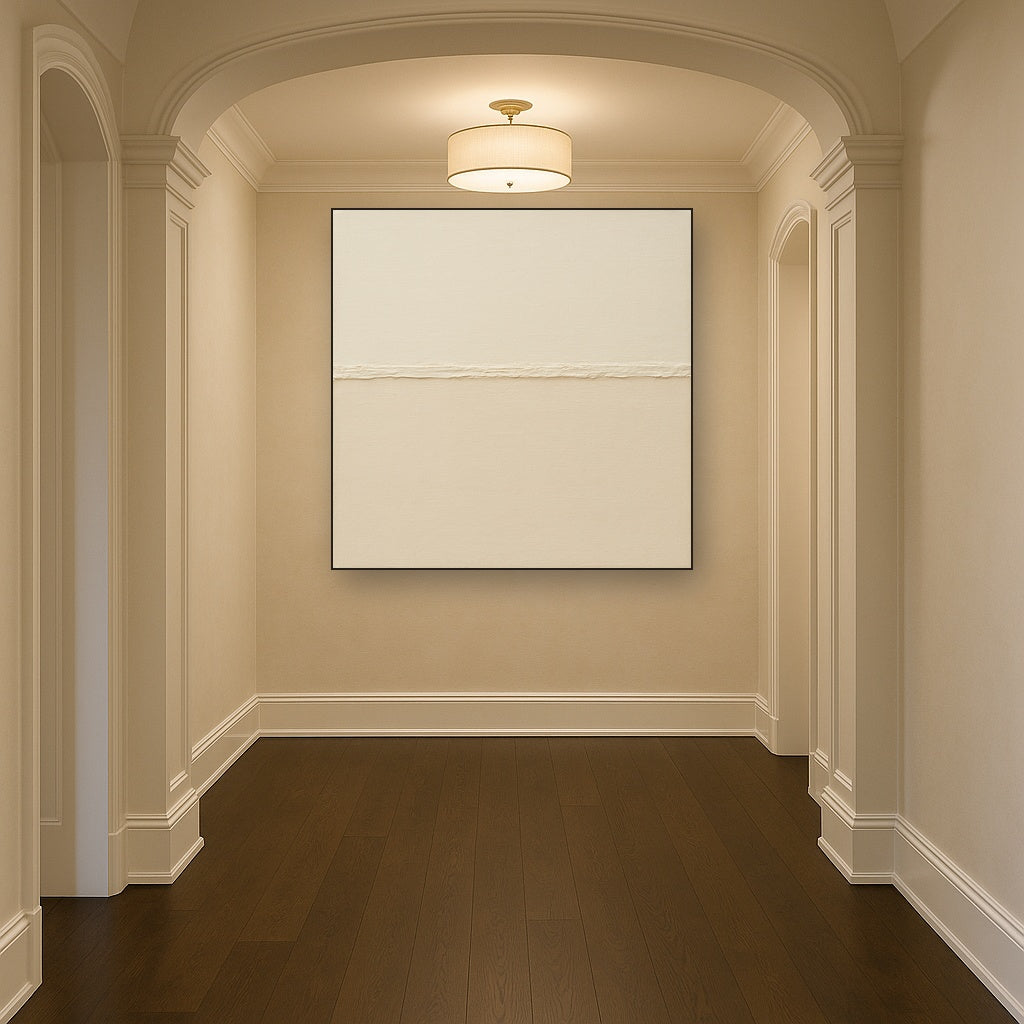 Minimalist White Horizon Band No. 7 - Modern Fine Art Oil Painting - View 5
