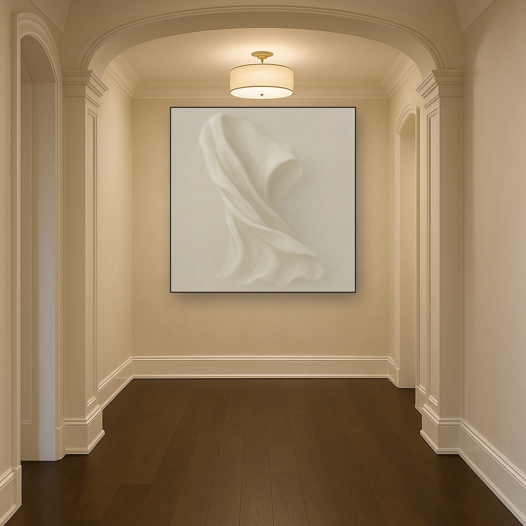Alabaster Linen Texture Fold No. 4 - Modern Fine Art Oil Painting - View 5