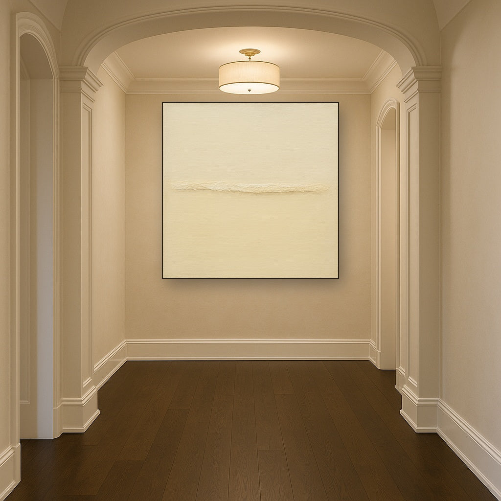 Minimalist White Horizon Band No. 7 - Modern Fine Art Oil Painting - View 5
