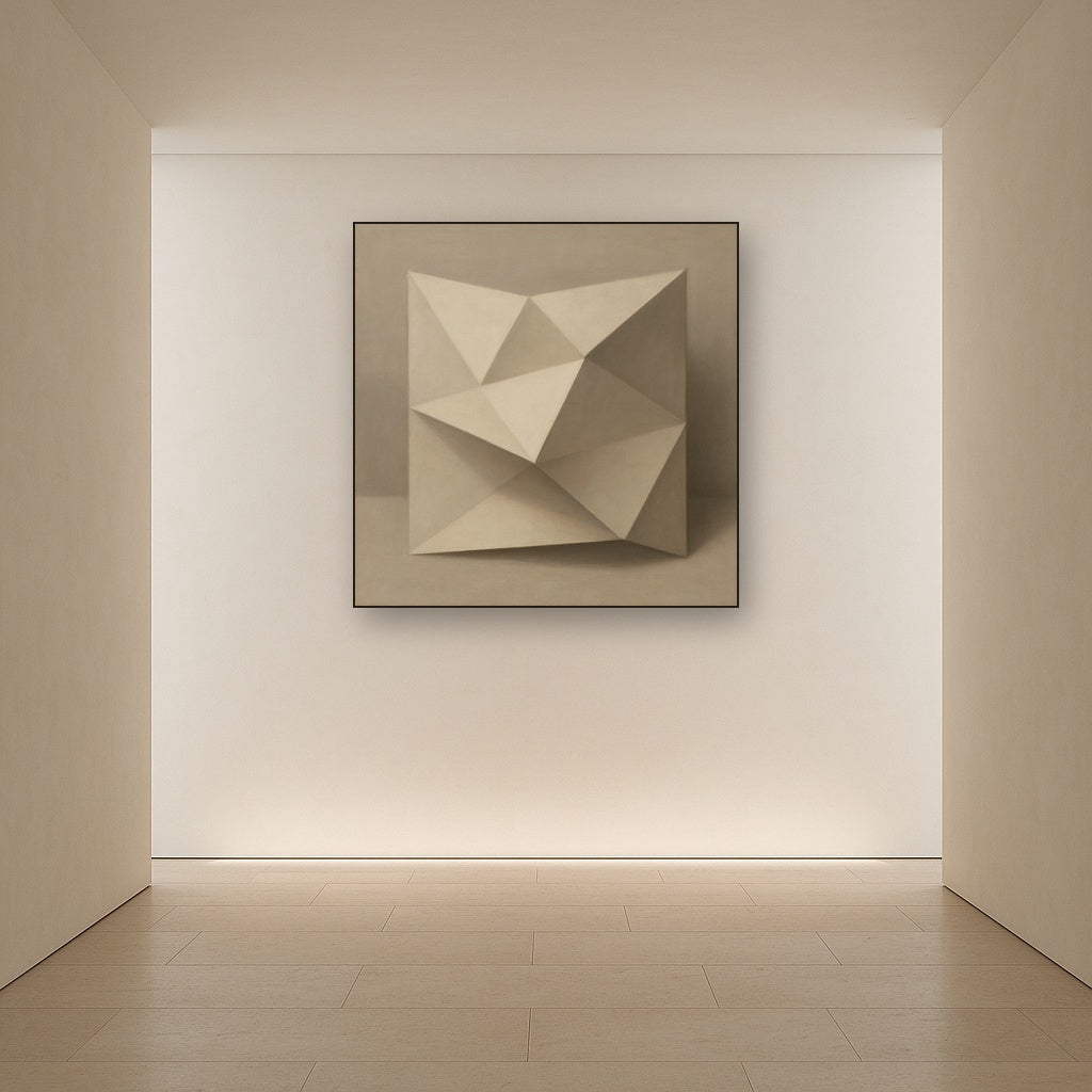 Folded Paper Geometry in Neutral Gradient Shadows No. 10 Oil Painting - View 5