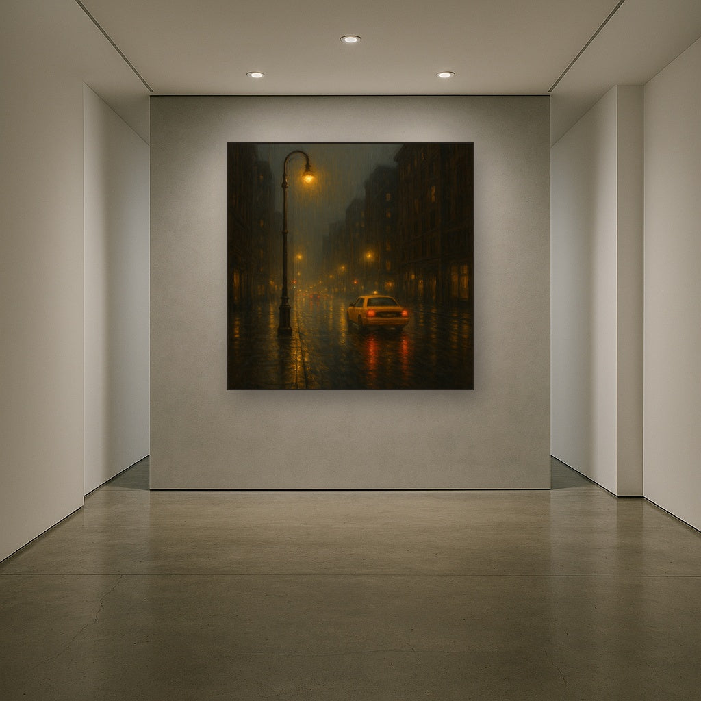 Rain-Drenched Manhattan Avenue Lights No. 12 Oil Painting - View 5