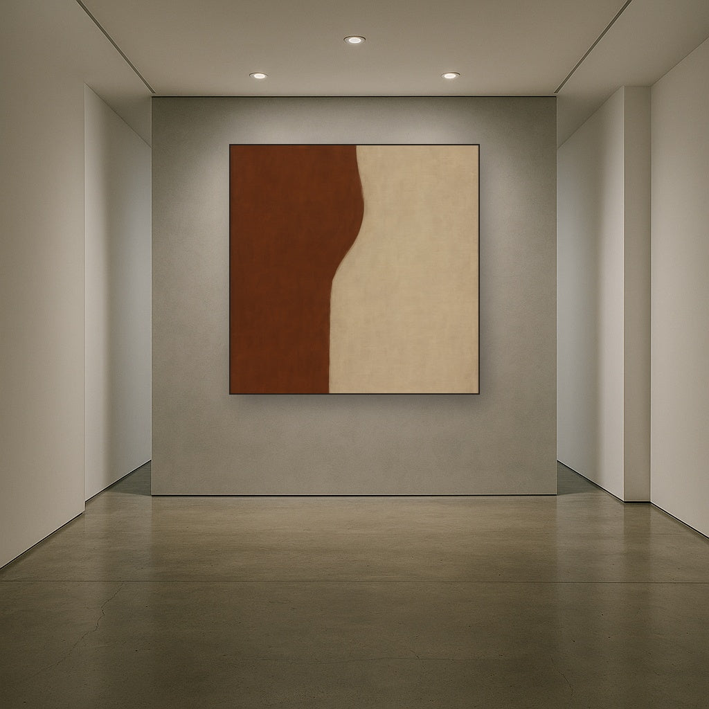 Burnt Umber & Greige Duet No. 7 - Modern Fine Art Oil Painting - View 5