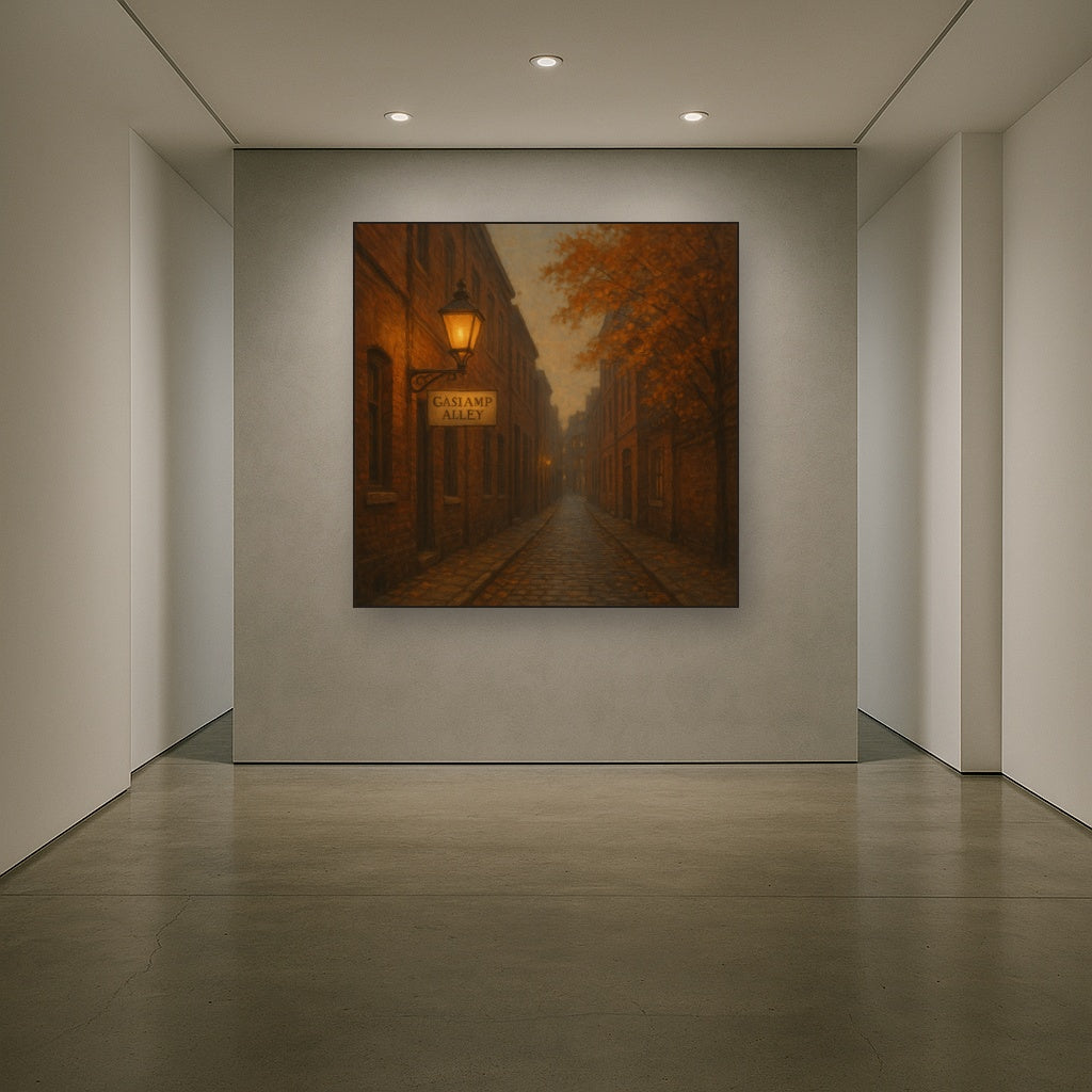 London Gaslamp Alley in Autumn Dusk Oil Painting - View 5