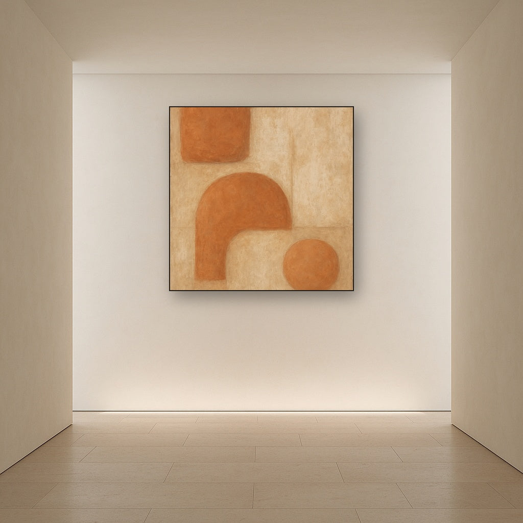 Earthy Terracotta & Weathered Plaster Wash No. 4 Oil Painting - View 5