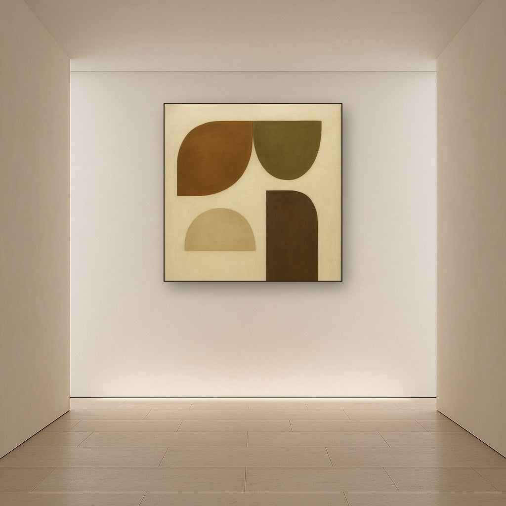 Minimalist Asymmetrical Balance in Raw Umber No. 10 Oil Painting - View 5