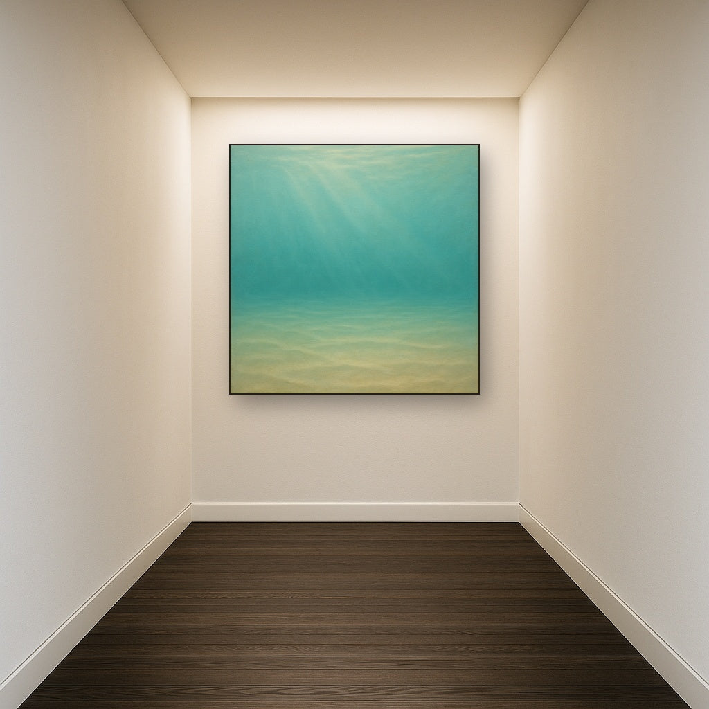 Minimalist Aquamarine Reef Void No. 10 - Modern Fine Art Oil Painting - View 5