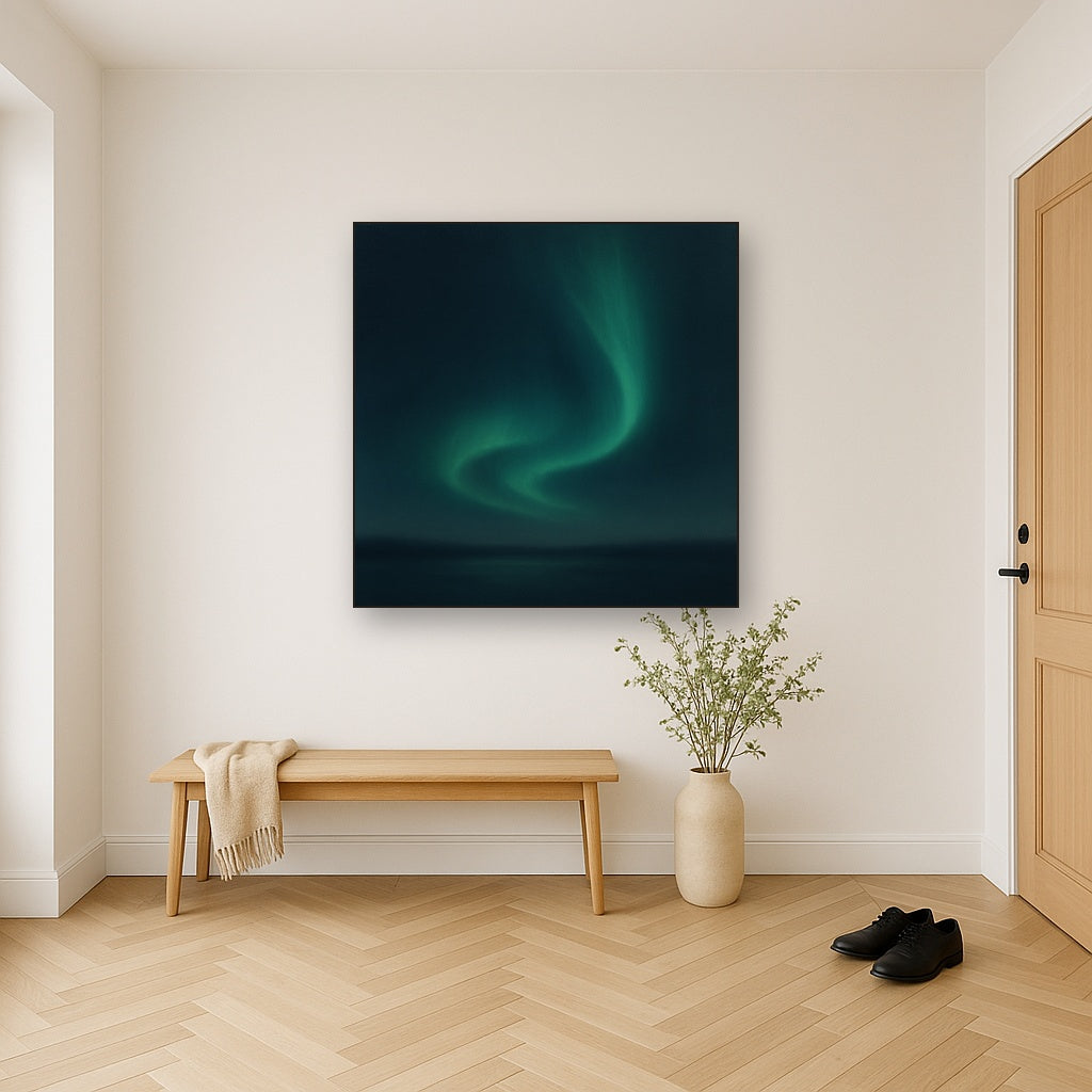 Aurora Borealis Veil in Deep Midnight Indigo No. 12 Oil Painting - View 5