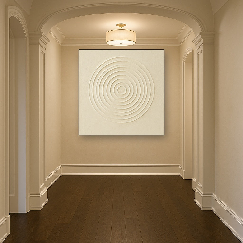 Concentric Zen Circles in Ivory No. 8 - Modern Fine Art Oil Painting - View 5