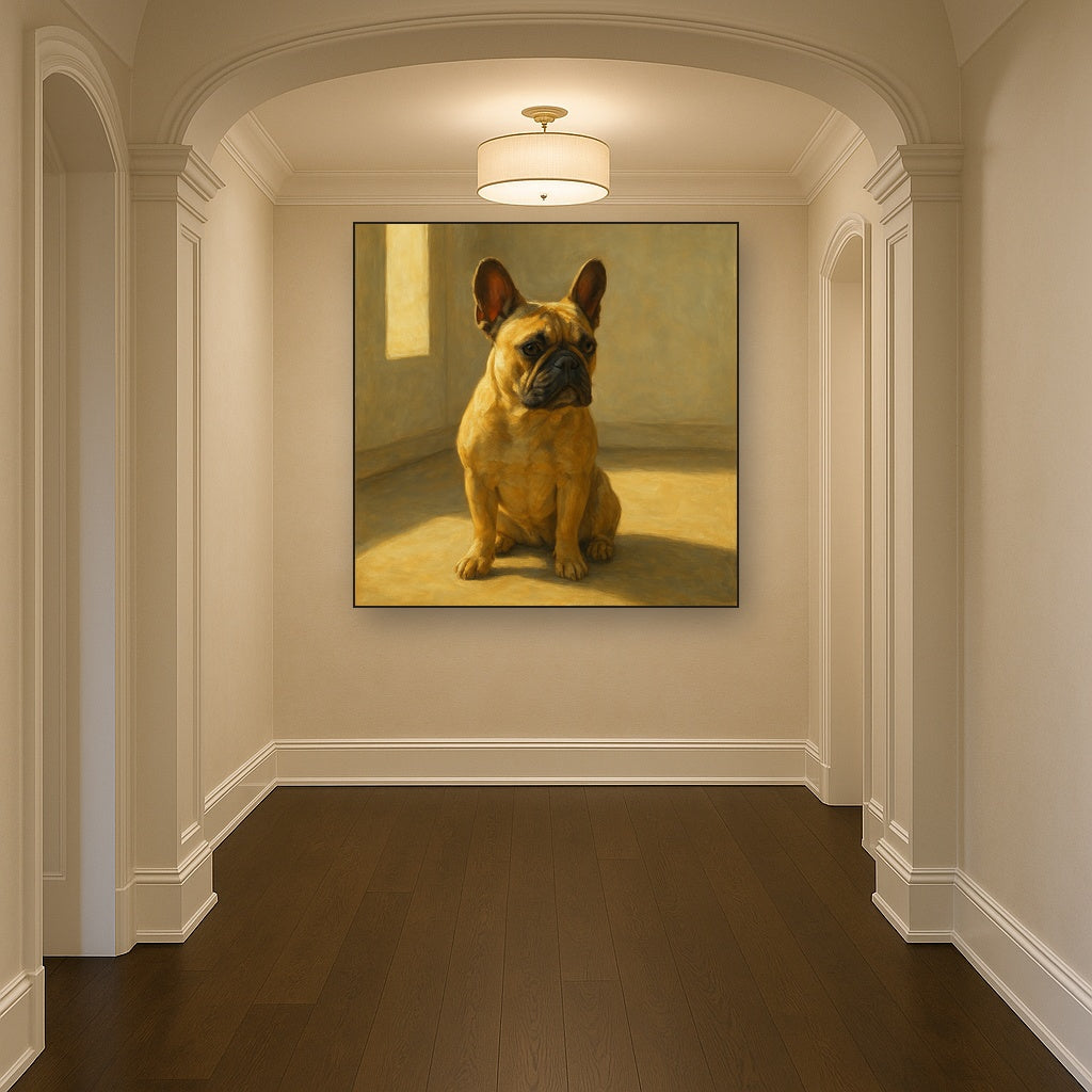 French Bulldog in Sunlit Minimalist Studio No. 10 Fine Art Oil Painting - View 5