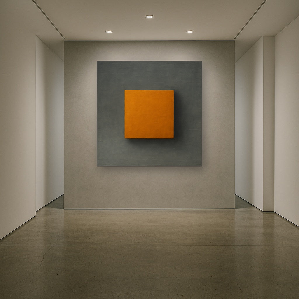 Cadmium Amber & Slate Grey Block No. 10 - Modern Fine Art Oil Painting - View 5